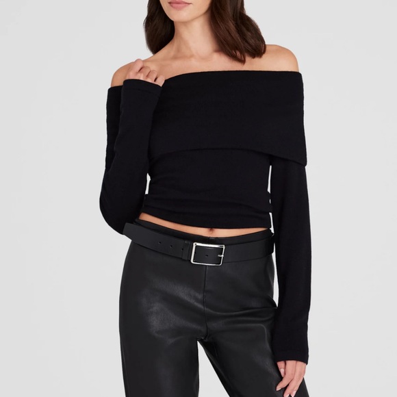 Club Monaco Off-The-Shoulder Cashmere Sweater (Black) -  streetfair.yellowspringsohio.org